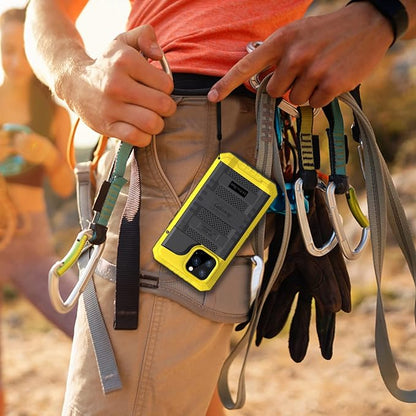 Beasyjoy for iPhone 14 Pro Max Waterproof Case, Metal Heavy Duty Case with Built-in Screen Protector, Full Body Protective Military Grade Shockproof Dustproof Defender Rugged Case 6.7 Inch, Yellow
