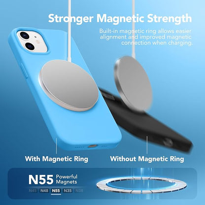 GONEZ Magnetic for iPhone 12 Case / 12 Pro Case, Compatible with MagSafe, [Screen Protector + Camera Lens Protector], Silicone Shockproof Anti-Scratch Protective Phone Case 6.1 inch, Wave Blue