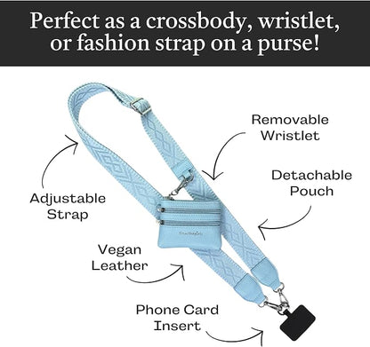 Save the Girls Original Clip and Go Phone Strap Pattern - Crossbody Phone Strap Chain with Zipper Wallet Pouch