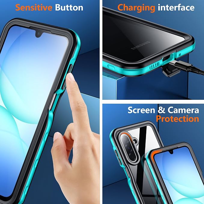 SPIDERCASE for Samsung Galaxy A17 Waterproof Case, IP68 Waterproof Case, Military-Grade Drop Protection, Full-Body Shockproof Dustproof Cover,Teal