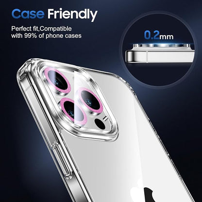 UniqueMe for 3 Pack iPhone 15 Pro/iPhone 15 Pro Max Camera Lens Protector, [Drop Protection] [Case Friendly] 9H Tempered Glass Camera Cover Screen [Update New Version] - Bright Purple