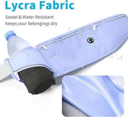 Slim Running Belt for Women Men,Runners Fanny Pack Phone Holder,Money Belt,Running Gear Accessories,with 3 Pockets (Jet Blue)