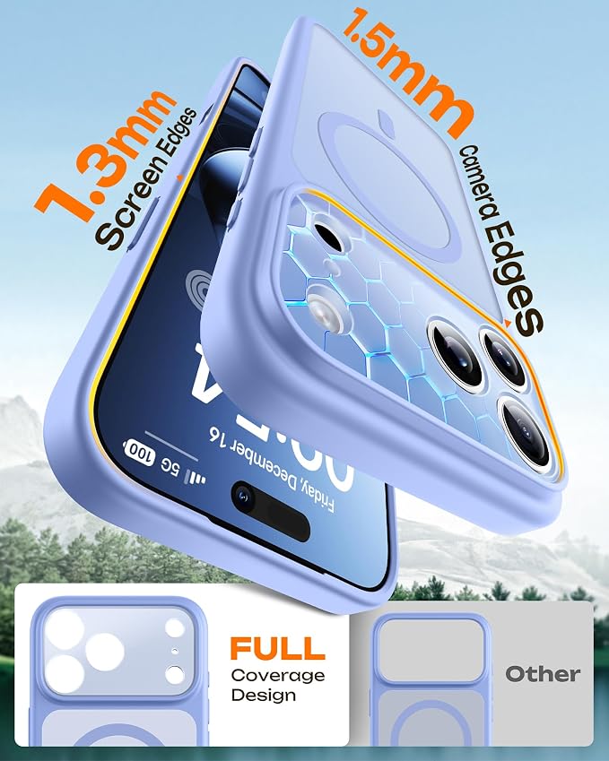 TOCOL for iPhone 17 Pro Max Case, Compatible with Magsafe Charger, Full Camera Protection, Translucent Matte for iPhone 17 Pro Max Phone Case 6.9 inch (Light Blue)