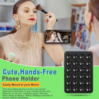 3 pcs of Silicone Phone Grip,24 Suction Cups, Suitable for Taking Selfies and Video Recordings on Mirrors, bathrooms and Smooth Surfaces, Compatible with iPhone and Samsung
