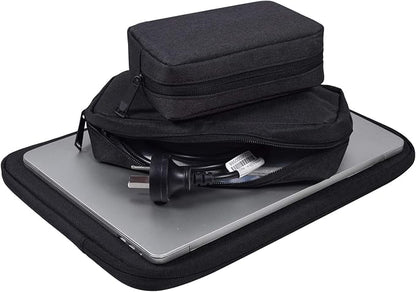 dealcase Canvas Waterproof Universal Electronic Accessories Organizer for Power Bank,Charging Cords,Chargers,Mouse,USB Cable,Earphones and More Out-going, Business Travel Gadget Bag,Black(Small+Big)