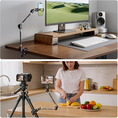 ULANZI 22'' CO78 Magic Arm w Desk C Clamp, Camera Mount Articulating Friction Arm w Super Clamp, 1/4" & ARRI Pins, Overhead Phone Mount Holder Stand, 1kg f Phone & Action Cam, Video Light