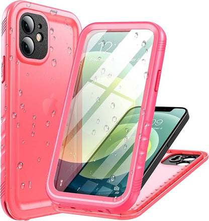Cozycase Compatible with iPhone 12 Mini Waterproof Case - Full Body Rugged Dustproof Shockproof Case with Built-in Screen Protective Case for iPhone 12 Mini 5.4 inch (Pink)