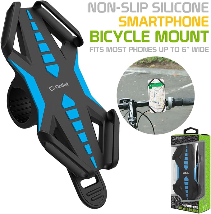 Cellet Motorcycle, Bike Phone Mount, Universal Bicycle Holder Mount Compatible for Apple iPhones, Samsung Galaxy, Google Pixels, Motorola Smartphones (Blue)