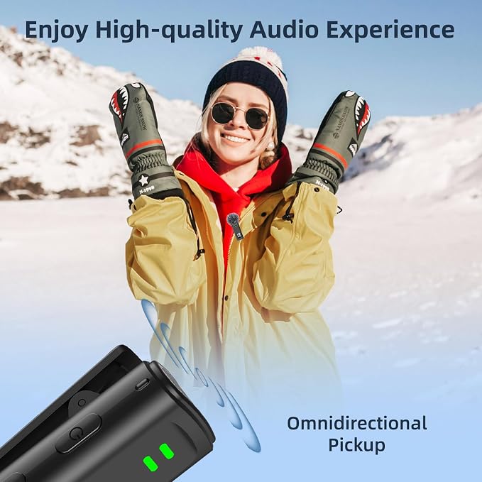 Wireless Lavalier Microphone for iPhone 14/13/12/11, Mini Phone Microphone for Video Recording, Vlogging, Live Streaming with Noise Cancellation, 35H Charging Case, 75FT Transmission