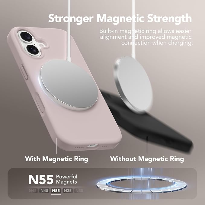 GONEZ Magnetic for iPhone 17 Case, Compatible with MagSafe, [Screen Protector + Camera Lens Protector], Liquid Silicone Anti-Scratch Shockproof Protective Phone Case 6.3 inch, Light Taro
