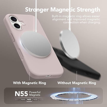 GONEZ Magnetic for iPhone 17 Case, Compatible with MagSafe, [Screen Protector + Camera Lens Protector], Liquid Silicone Anti-Scratch Shockproof Protective Phone Case 6.3 inch, Light Taro
