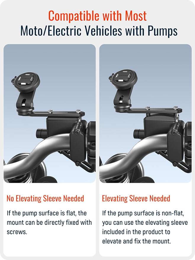 sincetop Motorcycle Brake Reservoir Mount - Series Q [ Quad ] - Brake Pump Cover Scooter/Moto Phone Holder, Quick Release Aluminum Moto Motobike Tank Cell Phone Base Stand