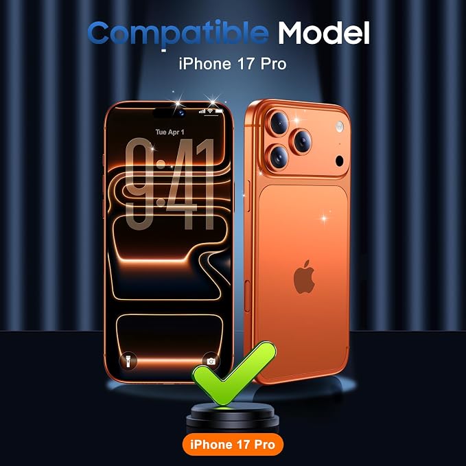 UniqueMe Compatible for 3 Pack iPhone 17 Pro Camera Lens Protector - [Drop Protection] [Case Friendly] 9H Tempered Glass Camera Cover Screen [Update New Version] - Glitter Red