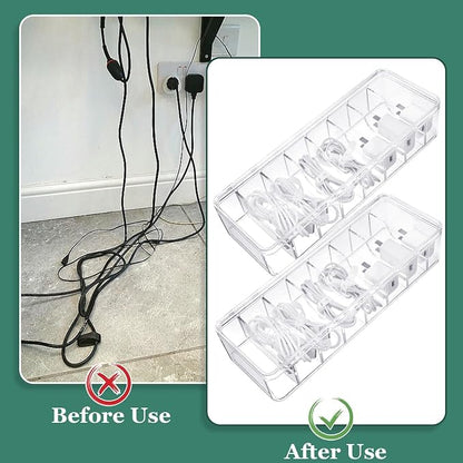 ProSuites Cable Organizer Box with Lid, 5 Pcs Clear Cord Storage Organizer with 50 Cable Ties 108 Cable Labels, Charger Organizer for Office Desk Drawer Organizers and Accessories