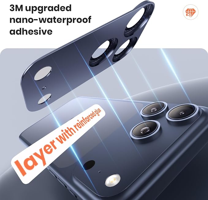 WSKEN for iPhone 17 Pro Camera Lens Protector Diamond Bling - [Not Easy to Fall][Strong Adsorption] Glitter Metal Aluminum Alloy Rear Camera Screen Cover Accessories, Deep Blue