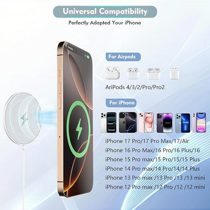 [Apple MFi Certified]Long Magnetic Wireless iPhone Charger,10FT Mag Safe Charger Mag-Safe Charging Magnet Charge Pad 10Feet 2Pack for iPhone 17 Pro Max/17Pro/iPhone 16ProMax/16Plus/15/14/13/12/AirPods