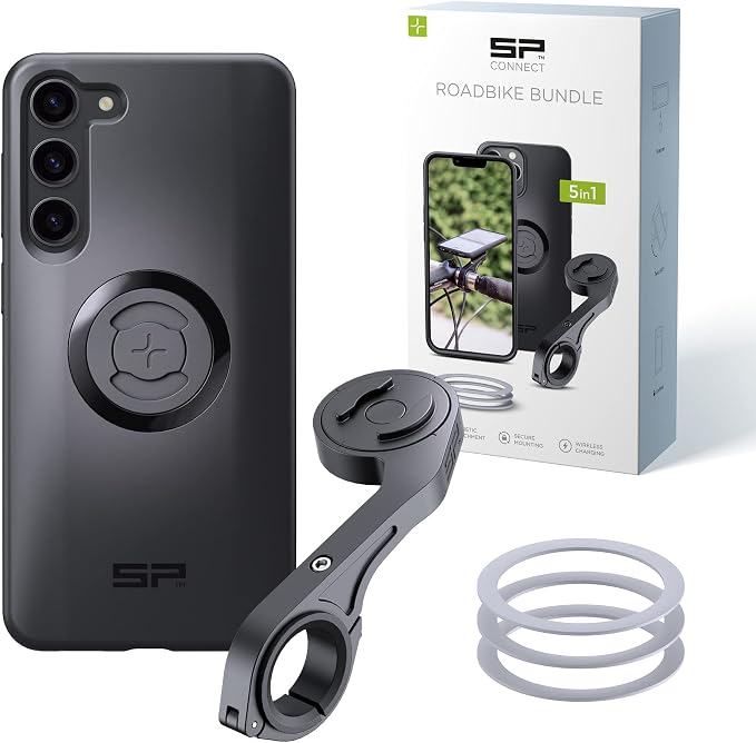 SP CONNECT Road Bike Bundle | SPC+ | Compatible with Samsung S23+ | Bike Phone Mount | Bicycle Accessories and Bike Phone Holder | Cell Phone Holder Black