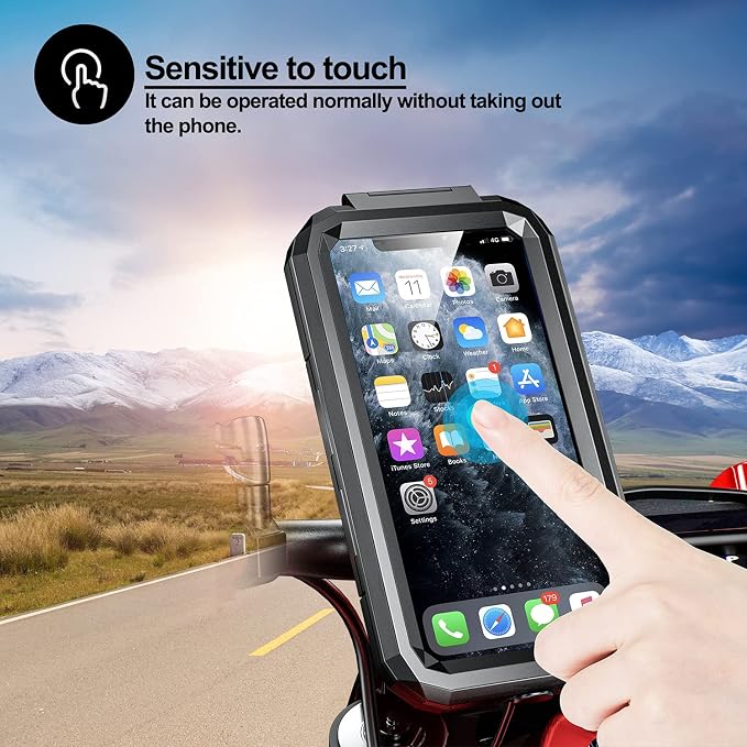 iMESTOU Waterproof IP67 Motorcycle Phone Mount Wireless/USB C Charger Handlebar Cellphone Holder Quick Charge for 5.5"-6.8" Phones, Work by Wiring to 12/24V Motorcycles or Plugging to USB A Sockets