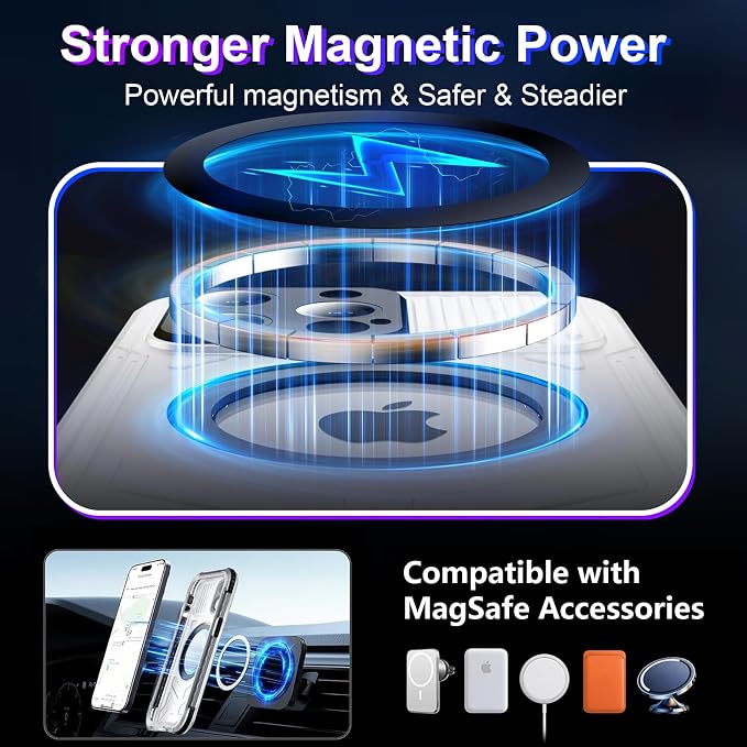 2024 Upgrade for iPhone 15 Pro Max Case Waterproof,[Compatible With MagSafe][Built-in Screen&Camera Protector][Full Body Dropproof][IP68 Underwater][Clear Sound]Shockproof Phone Case 6.7" Black/Clear