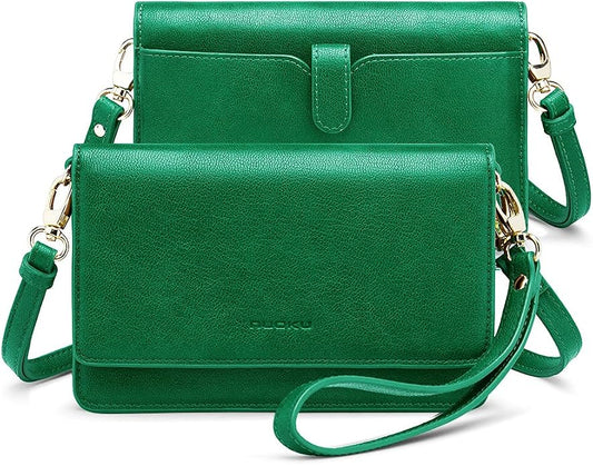 nuoku Women Small Crossbody Bag Cellphone Purse Wallet with RFID Card Slots 2 Straps Wristlet