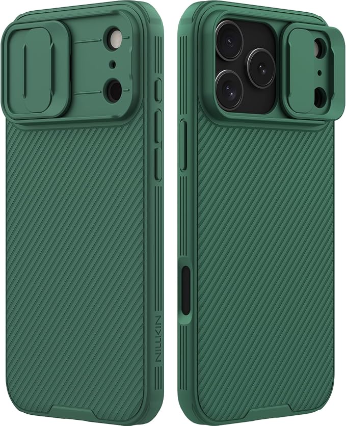 Nillkin Camshield Case for iPhone 17 Pro Max Case, [Built-in Dual Camera Cover][Slim Profile] [Military Grade Drop Protection] Shockproof Bumper Phone Case 6.9 inch 2025 Green