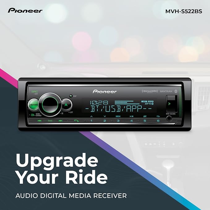Pioneer MVH-S522BS Bluetooth Car Stereo with USB/AUX Inputs, Pioneer Smart Sync, and Hands-Free Calling for Enhanced in-Car Audio Experience.