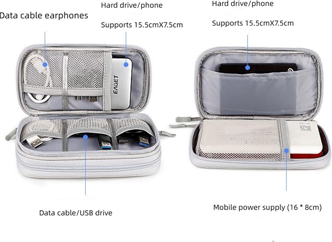 Electronic Organizer Travel Cable Accessories BagPouch Portable Waterproof Storage Bag Electronic Organizer Case for Cable, Mouse,USB Cable,Power Bank,Cord, Charger, Phone, Earphone