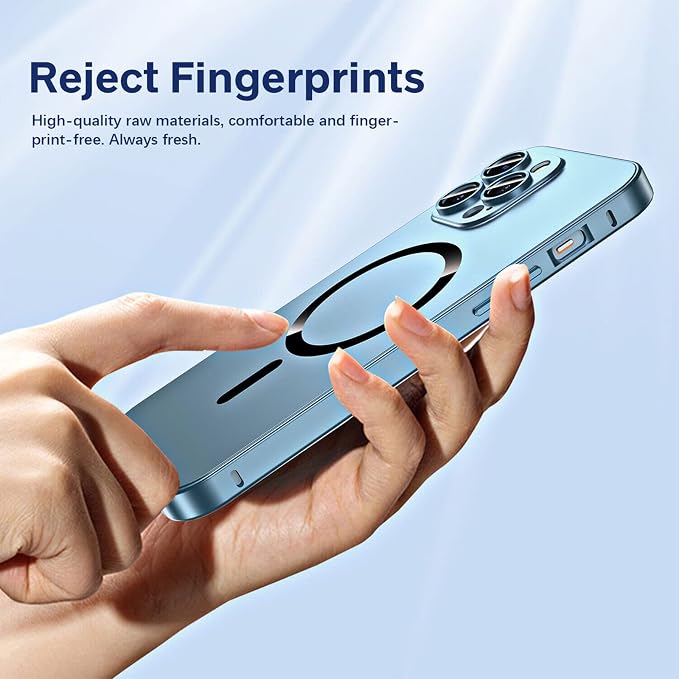Magnetic Charging Aluminium Metal Bumper Matte Case Cover for iPhone, Alloy Magnetic Slim Case Camera Lens Protect for iPhone 14 Pro Max 13 12 (Far Peak Blue, for iPhone 14 Pro)