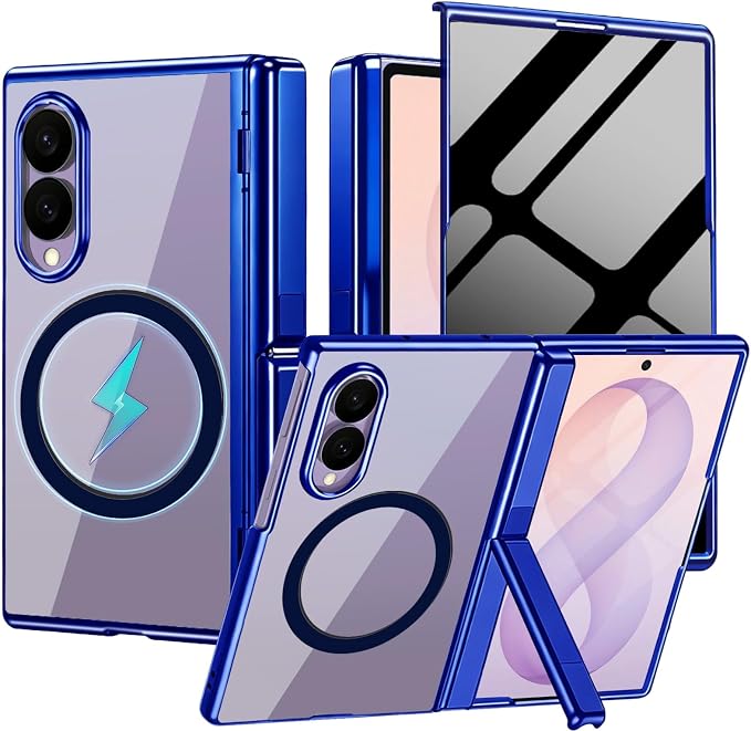 for Samsung Galaxy Z Fold 8 Magnetic Case with Privacy Screen Protector＆Hinge Protection＆Kickstands,Full-Body Shockproof Protective Phone Case for Galaxy Z Fold 8 2026,Blue