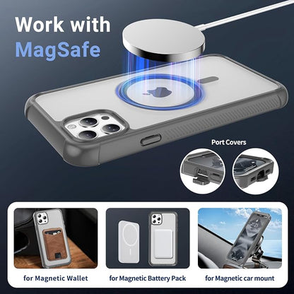 jaroco Magnetic for iPhone 11 Pro Max Case, [Compatible with MagSafe][Military Grade Drop Protection][Heavy Duty Protection][Non-Slip][Shockproof] 2-Layer Durable Bumper Phone Case 6.5''-Gray