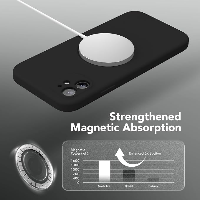 Magnetic for iPhone 11 Phone Case Silicone, Compatible with MagSafe, [Full Camera Protection][Screen Protector] Slim Shockproof Protective Case for iPhone 11 6.1", Black