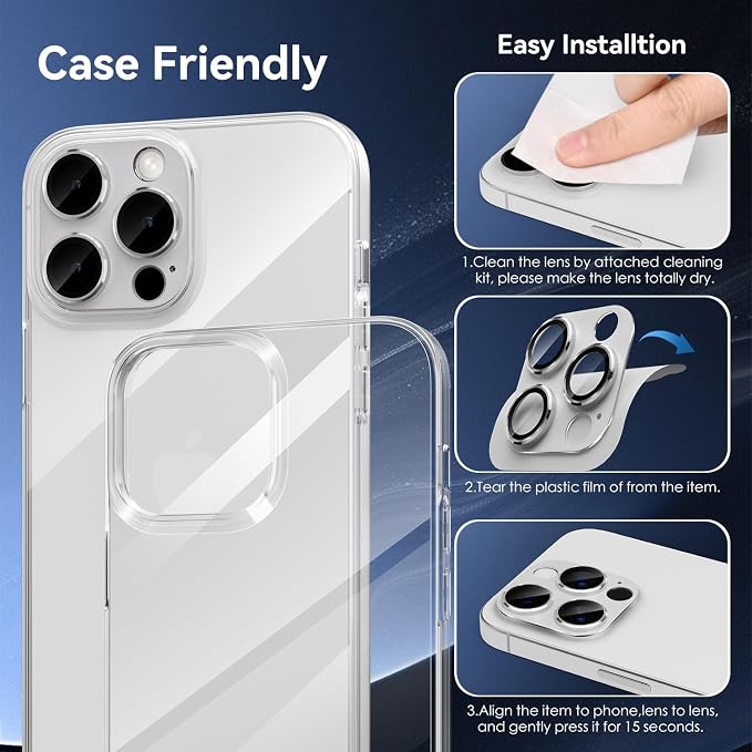 CloudValley for iPhone 16 Pro/iPhone 16 Pro Max Camera Lens Protector, [AR+AF 99% Transmittance] [Full Coverage] Ultra-HD Tempered Glass Cover, Metal Lens Screen Protective,White Titanium