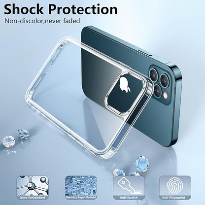 SPIDERCASE Deigned for iPhone 12 Pro Max Case, [Not Yellowing] [Military Grade Protection] Slim Shockproof Phone Cases, Clear
