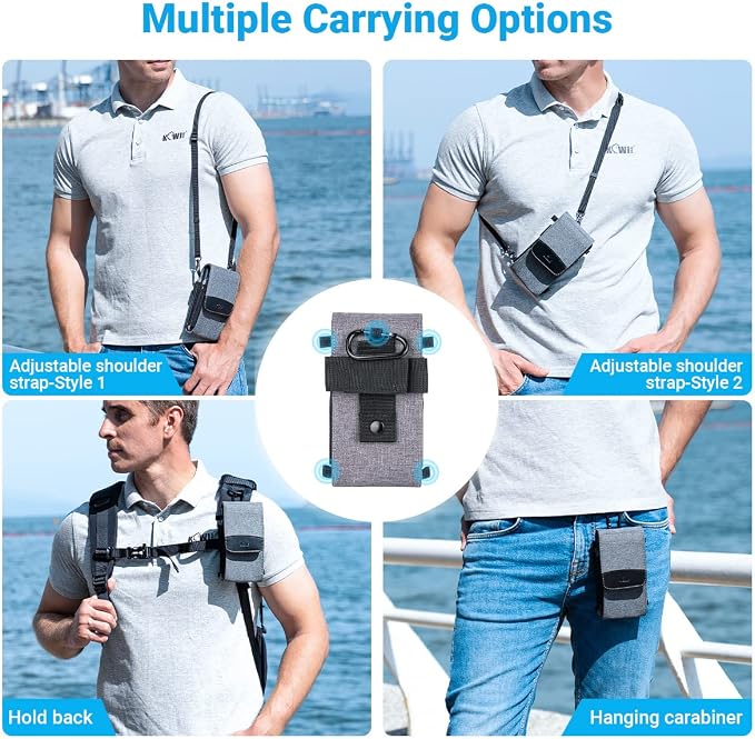 KIWIFOTOS Dual-Layer Travel Phone Pouch Bag with Shoulder Strap Crossbody Small 6.1" Cell Phone Holster for iPhone Memory Card Power Bank Charger Passport ID Credit Cards