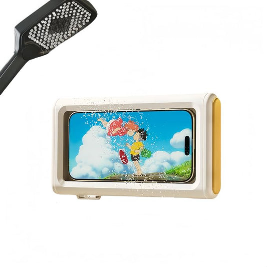 360° Shower Phone Holder Waterproof with Rotating Mount - Shower Phone Pouch for 4-7 Inch Devices - Adjustable, Touchscreen-Friendly, No-Drill Design for Bathroom, Kitchen & Gym