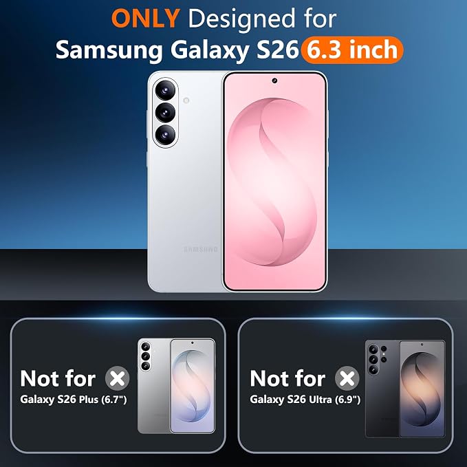 SPIDERCASE Designed for Samsung Galaxy S26 Case, [10 FT Military Grade Drop Protection], 2 Pack [Tempered Glass Screen Protector+Camera Lens Protector] Heavy Duty Shockproof Case,Light Pink