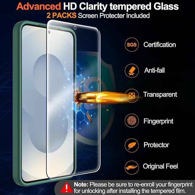 MOZOTER for Samsung Galaxy S25 Case with Magnetic,[Compatible with MagSafe][15Ft Military Dropproof][2*Screen Protector] Translucent Matte Anti-Slip Back Slim Shockproof Case for S25,6.2"(Green)
