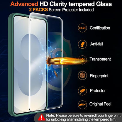 MOZOTER for Samsung Galaxy S25 Case with Magnetic,[Compatible with MagSafe][15Ft Military Dropproof][2*Screen Protector] Translucent Matte Anti-Slip Back Slim Shockproof Case for S25,6.2"(Green)
