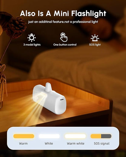 Little Power Bank Portable Charger for iPhone, 15W PD Fast Charging 5000mah External Battery Charger [0%-100%] Compatible with iPhone 14 Pro Max/13/12/11/XR/XS Max/6s/6s Plus/12mini/EarPods-White