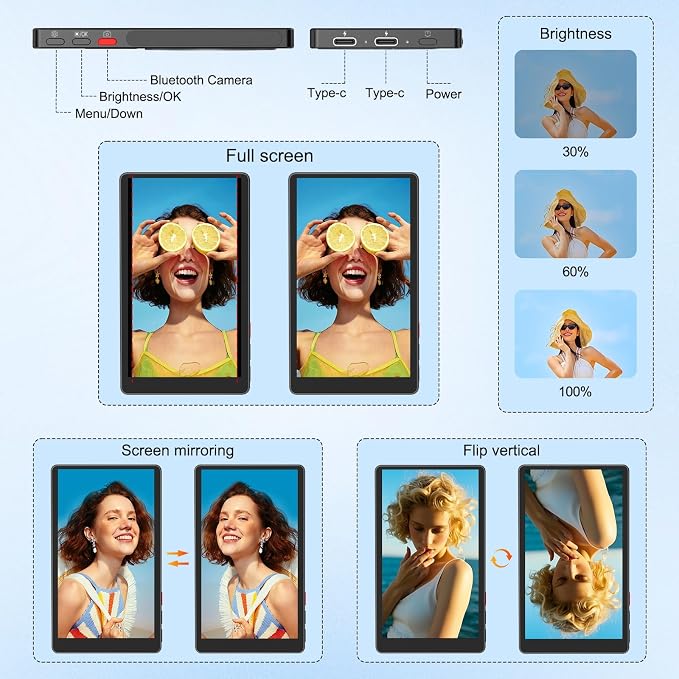 4" Back Camera Monitor iPhone 17, Magnetic Vlog Selfie Monitor Screen for iPhone 17,1080P Wireless Mirroring Back Camera Selfie Monitor for Vlog YouTube TikTok,Snaplylens for iPhone,Android, Black