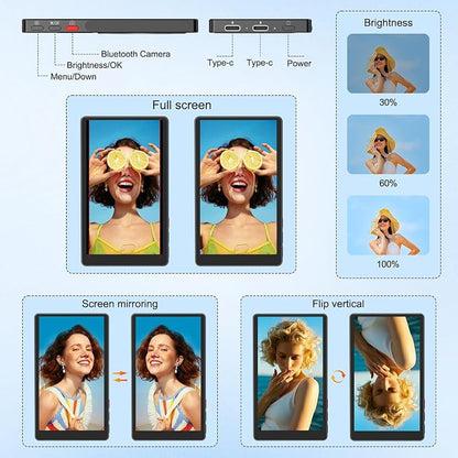 4" Back Camera Monitor iPhone 17, Magnetic Vlog Selfie Monitor Screen for iPhone 17,1080P Wireless Mirroring Back Camera Selfie Monitor for Vlog YouTube TikTok,Snaplylens for iPhone,Android, Black