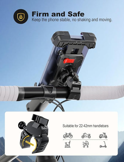 Grefay Bike Phone Holder, Universal Motorcycle Phone Holder with 360 Rotate for 4.7-6.8 Inch Smartphones, Compatible with Road Bike MTB Scooter