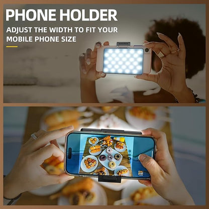 Selfie Light for Phone, 60 LED Phone Light with Rechargeable Clip and Adjusted 3 Light Modes, 2000mAh Video Light for iPhone iPad, Laptop, Makeup, TikTok, Selfie, Vlog, Video Conference