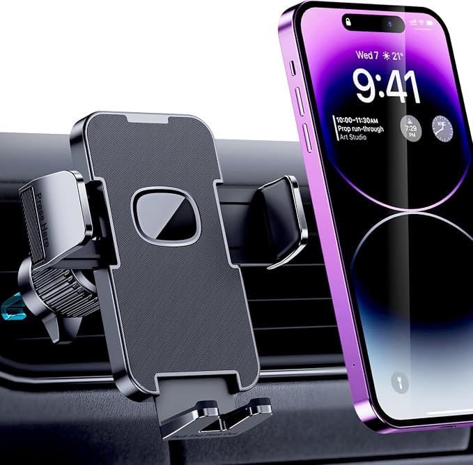 Phone Holder Car Mount for iPhone[Powerful Suction]Phone Mount for Car Dashboard Windshield Air Vent Universal Accessories[Thick Cases Friendly]Automobile Cell Phone Holder Fit iPhone Smartphone