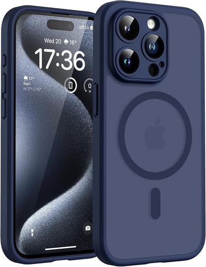 TOCOL Magnetic for iPhone 16 Pro Case, Upgraded Full Camera Protection, Compatible with Magsafe, Drop Protection, Translucent Matte Back Bumper for iPhone 16 Pro 6.3-Inch (Dark Blue)
