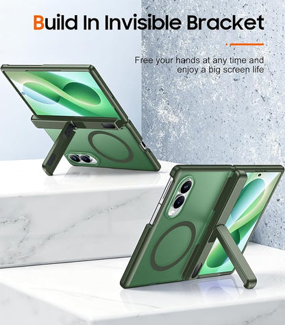 SPIDERCASE for Samsung Galaxy Z Fold 8 Case,Built-in [Screen Protector] [Hinge Protection] [Kickstand] Full Body Protective Phone Case for Galaxy Z Fold 8 - Green