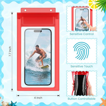 Flutesan 60 Pack Waterproof Phone Pouch with Adjustable Lanyard 7.5'' Large Phone Dry Case Bag Multicolor Universal Compatible Smartphones for Swimming Pool Beach Water Park Diving Surfing