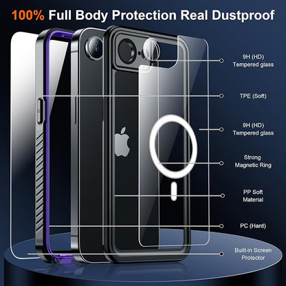SPIDERCASE Magnetic for iPhone 16e Case iPhone 17e Case Waterproof, Built-in Screen & Camera Lens Protector[IP68 Underwater] [Military Grade Shockproof] Full Body Protection Phone Case,Purple