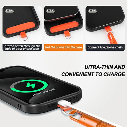 KITANIS 3 Pack Phone Lanyard,1×Phone crossbody strap,1×Phone Neck Strap,1×Wrist Strap,3×Tether Tabs,Universal Cell Phone Multifuctional Patch Polyester Lanyards(Orange)