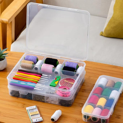 Vidifor 2-Pack Clear Cable Organizer Box with 16 Cable Ties, Portable Cord & Charger Storage for Drawer, Desk, Office & Home (2, Large)